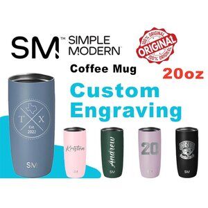 Personalized 20oz Simple Modern Coffee Tumbler: Laser Engraved Stainless Steel
